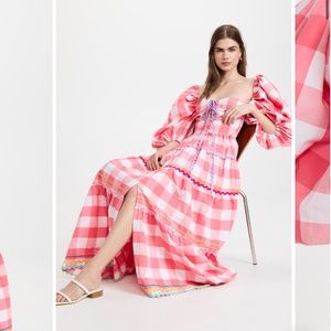 Sundress ERIKA LONG DRESS BIG GINGHAM PINK XS/S